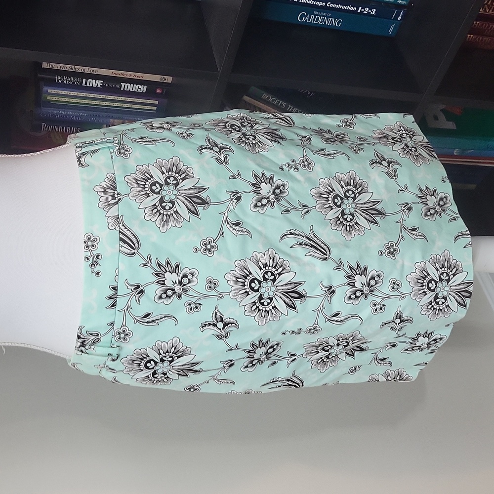 Y2K ANN TAYLOR LOFT Mint Black White Cotton Floral Belt Loop Skirt